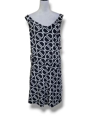 White House Black Market Drop Waist Logo Dress Size Large